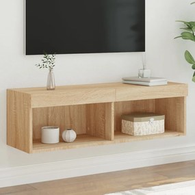 vidaXL Móvel de TV com luzes LED 100x30x30 cm carvalho sonoma
