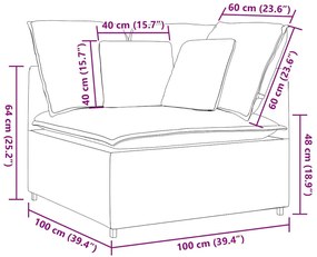 Módulo de sofá canto com almofadas 100 cm cinzento-escuro