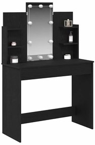 Mesa de Maquiagem vidaXL com Luzes LED Carvalho Preto 96x40x142 cm