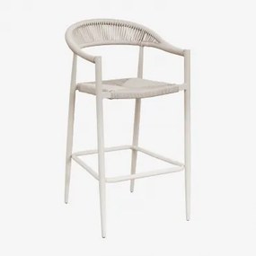 Taburete Alto 75 Cm Em Alumínio E Rattan Sintético Amatria Tapioca Bege - Sklum