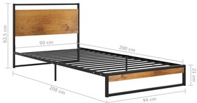 Estrutura de cama 90x200 cm metal