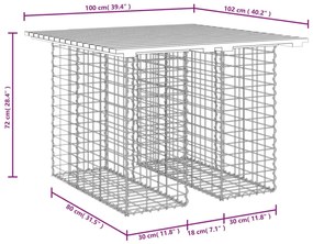 Banco de jardim c/ design gabião 100x102x72 cm pinho maciço