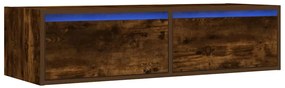 Móvel de TV com luzes LED 100X35,5x25 cm carvalho fumado