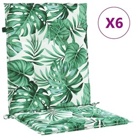 Almofadas de cadeira 6 pcs Padrão de folhas 100 x 50 x 3 cm