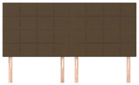 Cabeceira de cama 4 pcs tecido 90x5x78/88 cm castanho-escuro