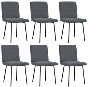 Cadeiras de jantar 6 pcs veludo cinzento-escuro