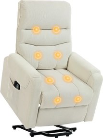 Poltrona Levanta Pessoas com Reclinação Elétrica em até 135° e com 8 Zonas de Massagem 83x92x110 cm Bege