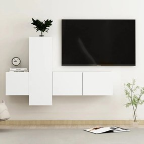 3 pcs conjunto de móveis de TV derivados de madeira branco