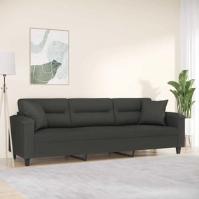 vidaXL Sofá 3 lugares c/ almofadões 210 cm microfibra cinza-escuro