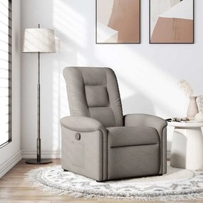 vidaXL Poltrona reclinável tecido cinzento-acastanhado
