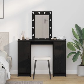 Mesa de maquiagem vidaXL com Luzes de LED Carvalho Preto 102x33x135 cm