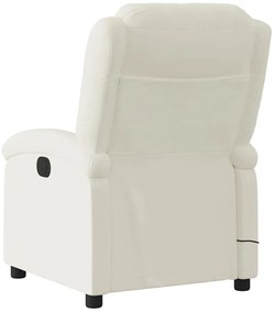 Poltrona de massagens reclinável elétrica veludo cor creme