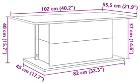 Mesa de centro 102x55,5x40cm derivados de madeira madeira velha