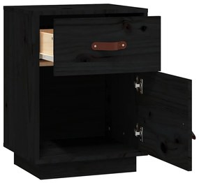 Mesas de cabeceira 2 pcs 40x34x55 cm pinho maciço preto
