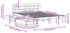 Cama sem colchão 140x190 cm madeira de pinho maciça branco