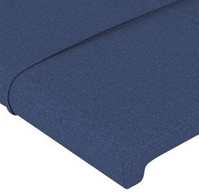 Cabeceira de cama c/ luzes LED tecido 160x5x78/88 cm azul