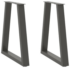 vidaXL Pés para mesa de jantar em formato de V, 2 peças, antracite, 50x(72-73,3) cm, aço