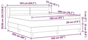 Cama Box Spring vidaXL com Colchão Marrom Escuro 160x200 cm Tecido