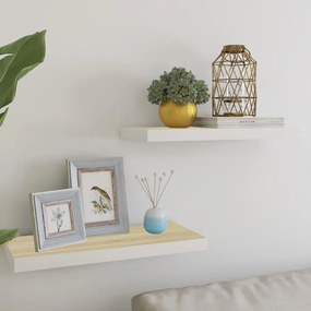 vidaXL Prateleiras parede 2 pcs 60x23,5x3,8 cm MDF carvalho e branco