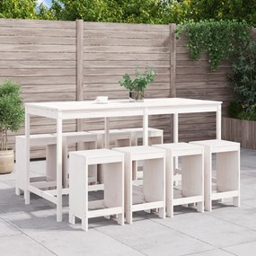 9 pcs conjunto de bar para jardim pinho maciço branco