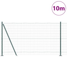 Cerca Euro com 7 Postes Flangeados 1.2x10 m Aço Galvanizado