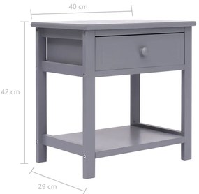 Mesas de cabeceira 40x29x42 cm 2 pcs madeira paulownia cinzento