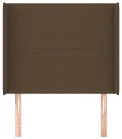 Cabeceira cama c/ abas tecido 83x16x118/128 cm castanho-escuro