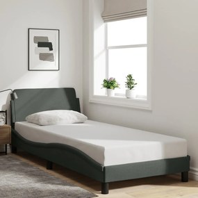 Estrutura de cama sem colchão 90x190 cm tecido cinzento-escuro