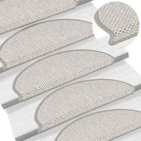 Tapetes escada adesivos aspeto sisal 15pcs 65x21x4 cm platinado