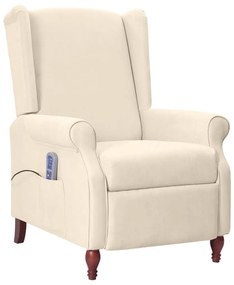 vidaXL Poltrona de massagens reclinável tecido cor creme