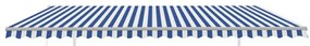 Toldo retrátil automático com postes 5x3,5 m azul e branco
