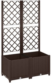 Outsunny Floreira com Treliça de PP com Drenagem e Amplo Espaço para Plantas Trepadoras Vaso com Suporte para Jardim 80x40x135 cm Marrom | Aosom Portugal