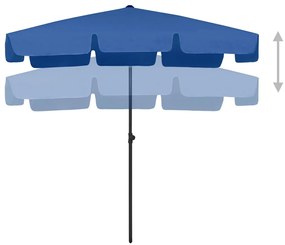 Guarda-sol de praia 200x125 cm azul-ciano