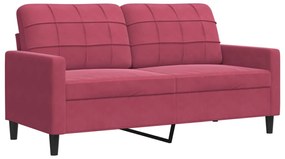 3 pcs conjunto de sofás com almofadões veludo vermelho tinto