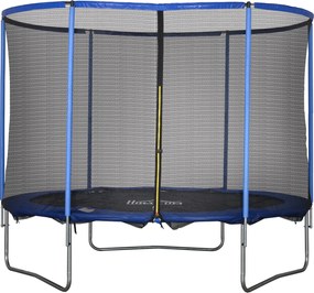 HOMCOM Trampolim com rede de proteção Trampolim de jardim para interior e exterior Trampolim fitness para jovens e adultos Aço Azul+Preto até 113,6 kg Ø305 x 248H cm | Aosom Portugal