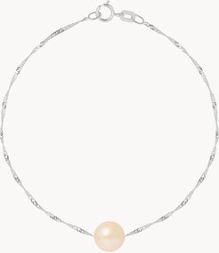 Pulseira em ouro branco artesanal com pérola Bérénice