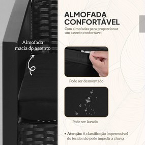 Conjunto de Móveis de Jardim de Vime 3 Peças com 1 Mesa 42,5x40x39 cm