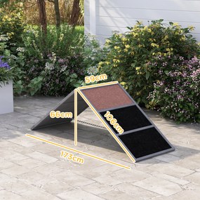 Rampa de agilidade para cães, equipamento de agilidade para cães, estrutura em A, superfície antiderrapante, 173 x 59 x 66 cm, cinzento