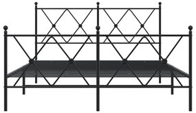 Estrutura de cama com cabeceira e pés 137x190 cm metal preto