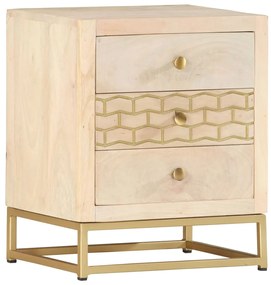 Mesa de cabeceira 40x30x50 cm madeira mangueira maciça dourado