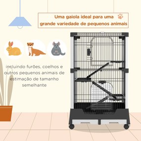 PawHut Gaiola para Animais Pequenos com Rodas 114x75x50 cm Gaiola para