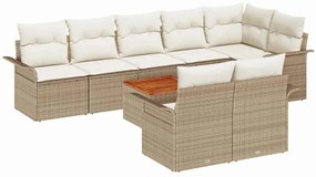 Conjunto de Sofá de Jardim vidaXL 9 Peças com Almofadas Bege Poliratta