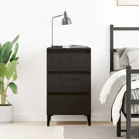 Cabeceira de noite vidaXL Preto Carvalho 40x35x70 cm Madeira do engend