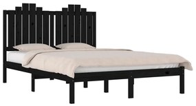 Estrutura de cama 140x190 cm madeira de pinho maciça preto