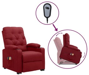 Poltrona elevatória de massagens tecido vermelho tinto