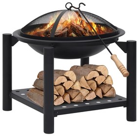 313639 vidaXL Braseira com atiçador 54x54x55 cm aço