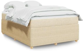 vidaXL Cama com molas/colchão 140x200 cm tecido cor creme