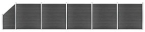 vidaXL Conjunto de painel de vedação WPC 965x(105-186) cm preto