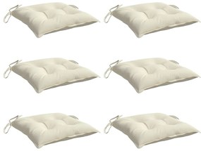 Almofadões de cadeira 6 pcs 40x40x7cm tecido oxford branco nata