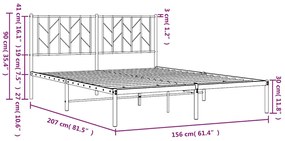 Estrutura de cama com cabeceira 150x200 cm metal branco
